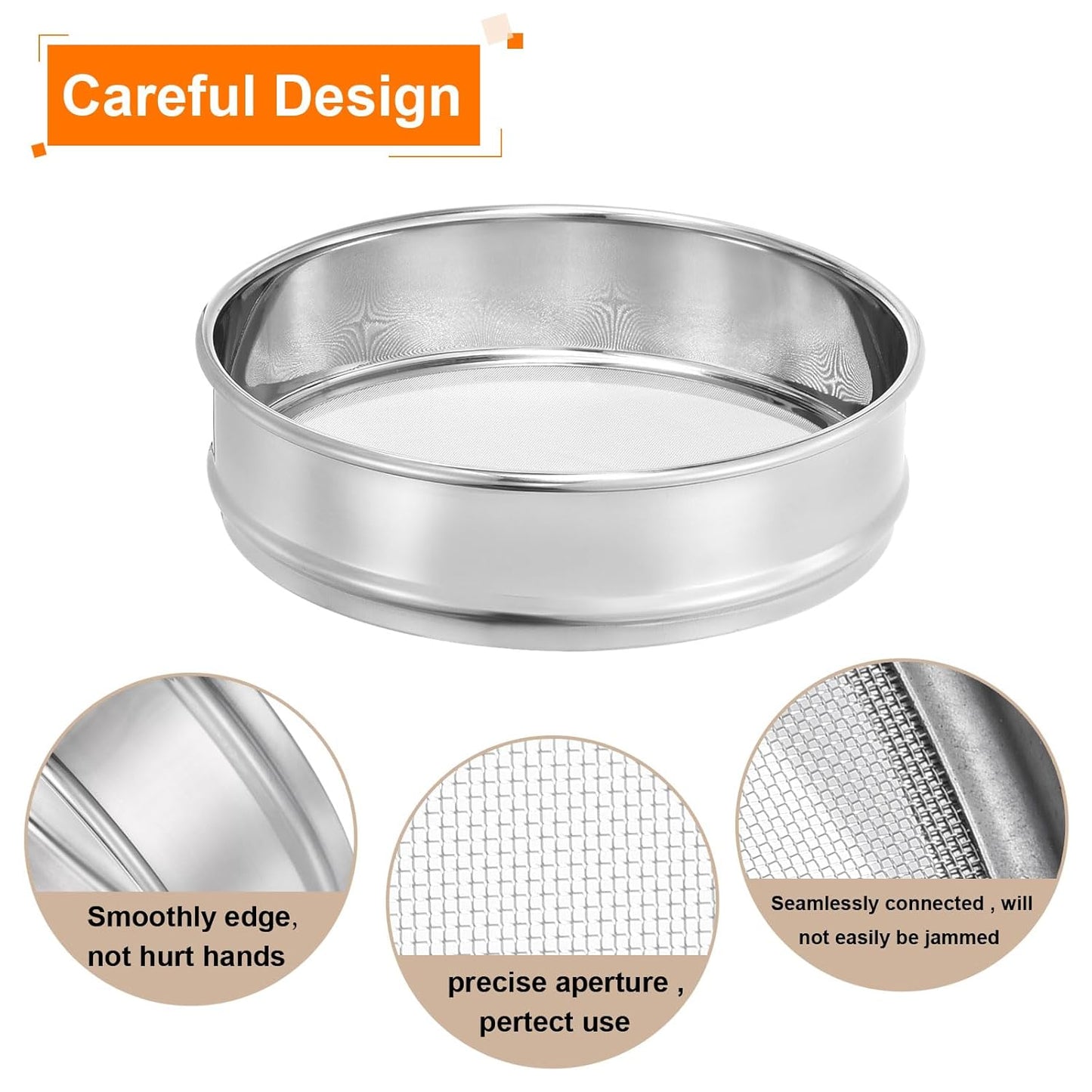PATIKIL 10 Mesh Lab Sieve, 8" Diameter Test Sieve 304 Stainless Steel Wire Cloth (2mm) for Industrial Laboratory
