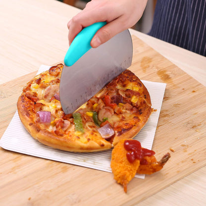 1 pcs Dough Pastry Scraper Chopper/Stainless Steel Dough Scraper Cutter with Ergonomic Rubber Non-Slip Grip/Dough Scraper Cutter/Pro Pastry Pizza Cutter Chopper (Pink)