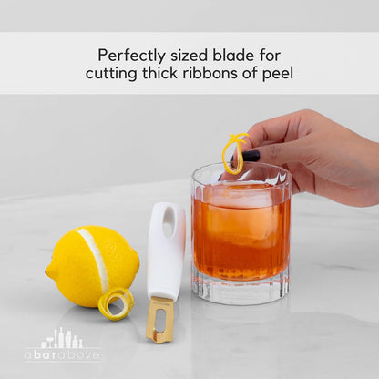 A Bar Above Black Handle Stainless Steel Channel Knife, Chef-Grade Citrus Garnish Tool, Zester and Fruit Peeler for Cocktails, Culinary Presentation, and Kitchen Use