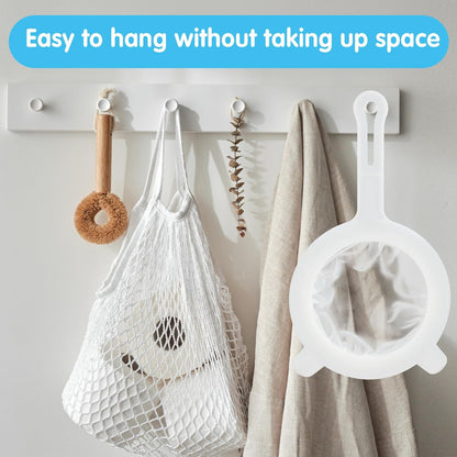 2 Pcs Plastic Mesh Strainer Set Nylon Ultra Fine Mesh Strainer with Handle Juice Colander Yogurt Sieve Mini Brine Shrimp Separation Net for Juicing Soy Milk Honey Coffee Kitchen (120/200 Meshes)