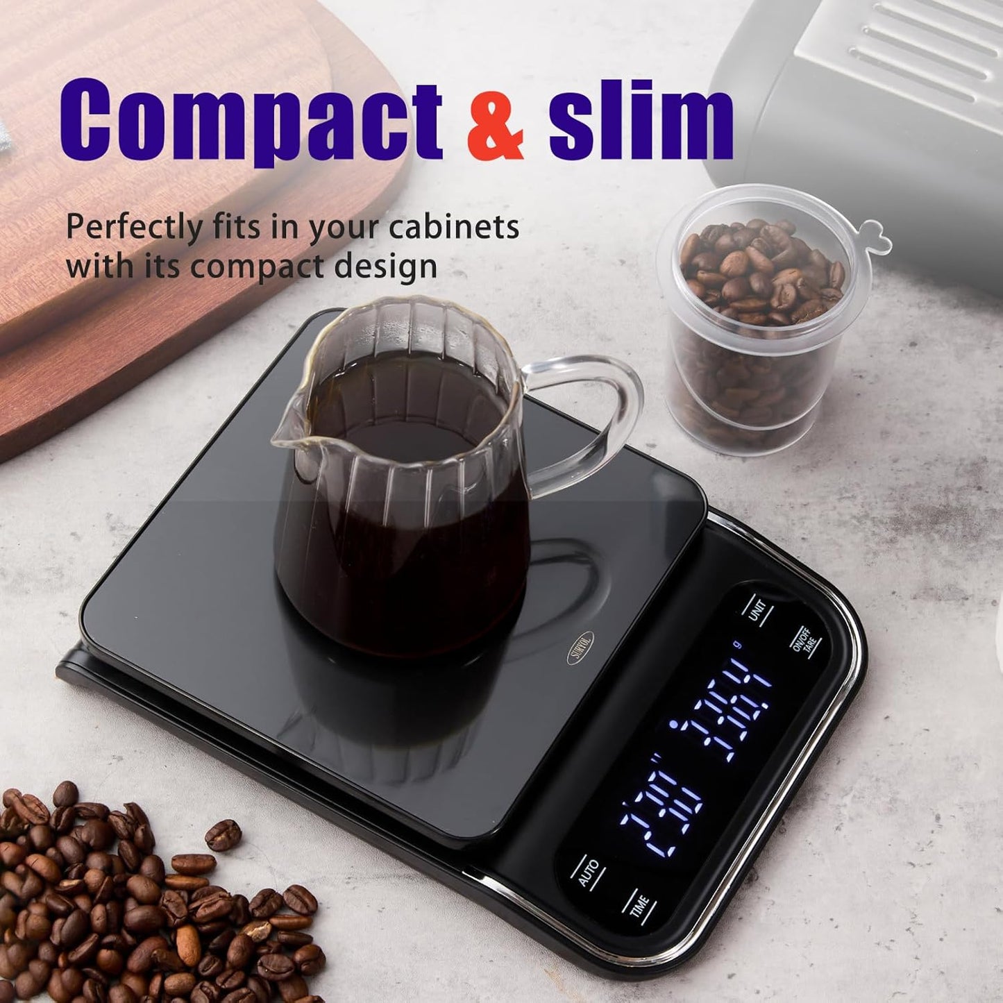 Coffee Scale with Timer 0.1g Precision Espresso Scale for Coffee Bean Weighing, Barista Brewing, USB-C Rechargeable Digital Kitchen Scale with Auto Timer 3kg Capacity