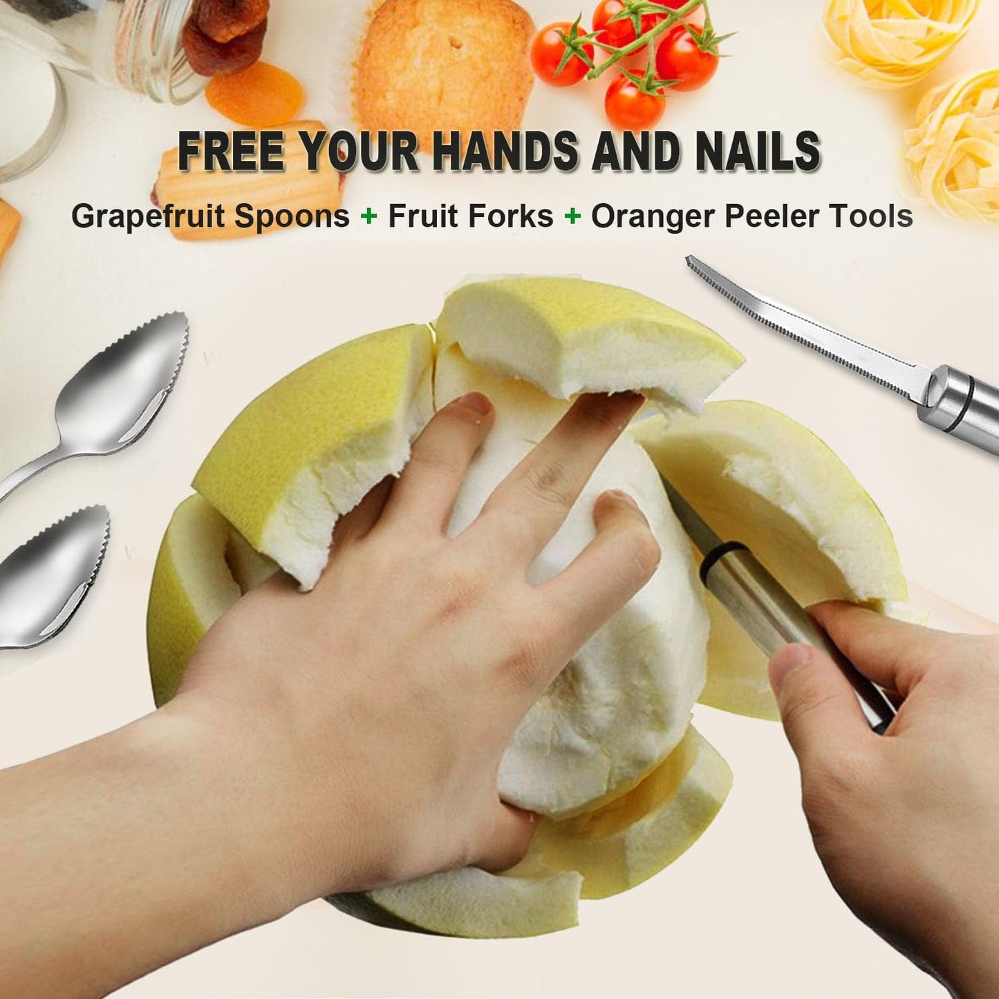 Grapefruit Spoon Serrated Edge Knife Stainless Steel Fruit Knife Grapefruit Utensils Tool Dessert Spoons for Citrus Lemon Kiwi Melon Lime Pitaya Apple Fruit Puree