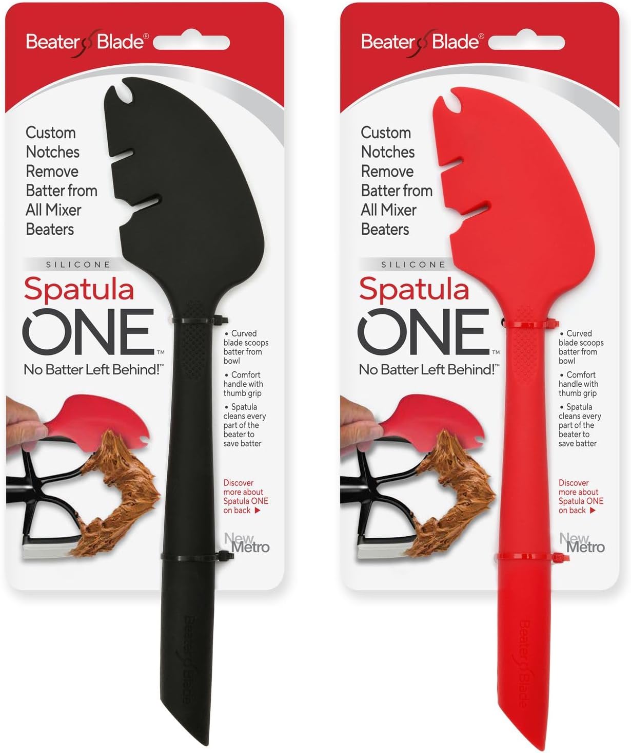 Silicone Spatula ONE Mixer Beater Scraper and Spatula, Cherry Red