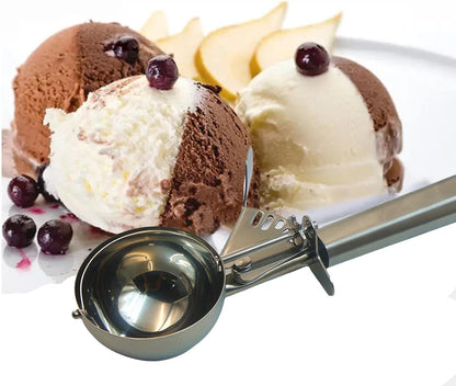 Portion Scoop with Stainless Steel Long Handle, #10 Trigger Release Disher Scoops, 3 1/4 OZ Cookie Dough Scoop for Portion Control,Cupcake Batter,Ice Cream