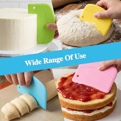 5 Pcs Dough Scraper Flexible Pastry Scraper 5.3x3.6" Food Scrapers Plastic Bowl Scrapers for Bread Dough Non-Slip Sourdough Tools for Baking Pastry and Bread Making