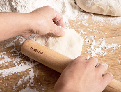 GOBAM Wood Rolling Pin, Small - Dough Roller for Pasta, Cookies, Pie, Pizza, Chapati, Fondant, Rolling Pins for Baking, Bread Making Tools and Supplies - 11 x 1.38 Inches