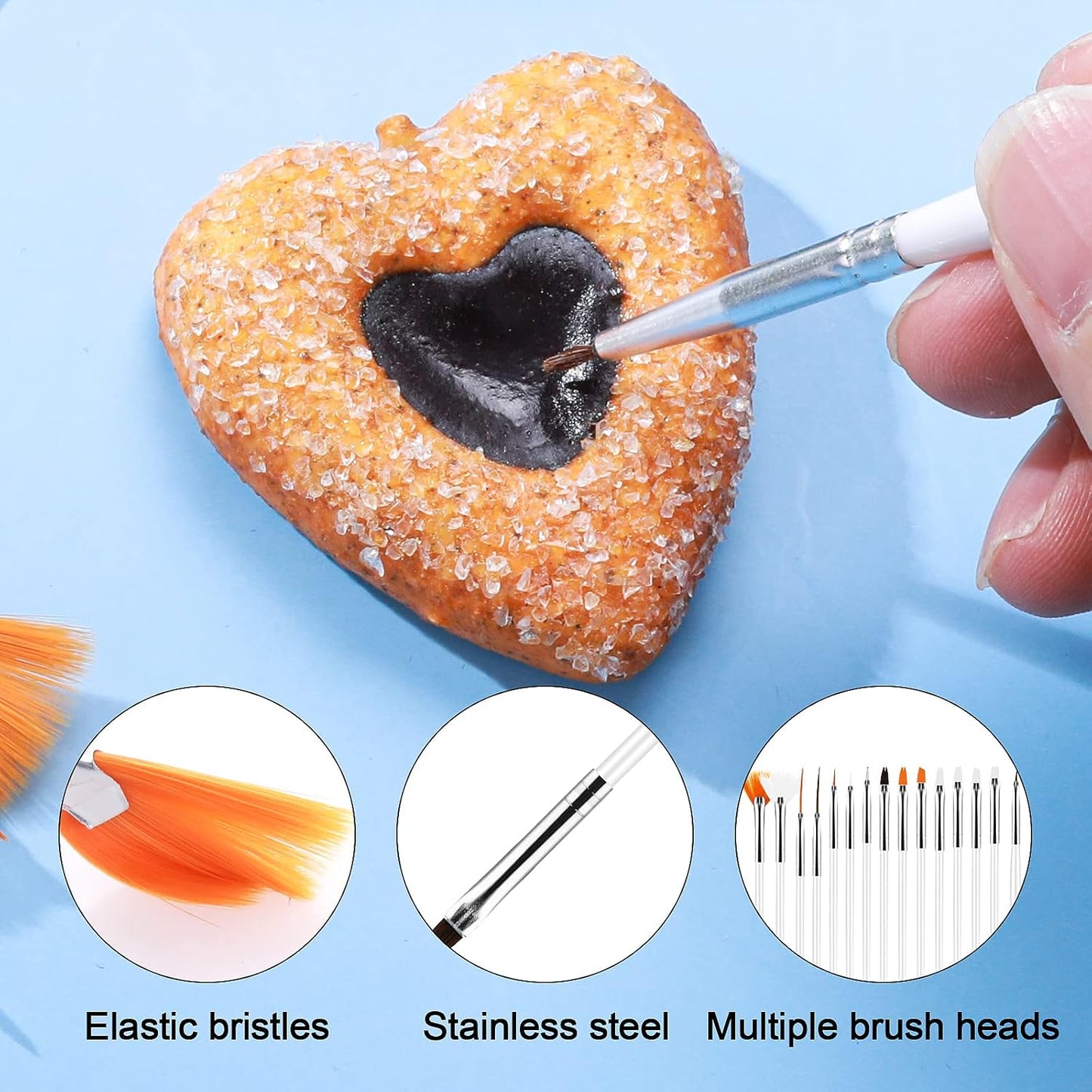 15pcs Cake Painting Brushes, Cake Decorating Brushes Kit, Food Paint Brush Tools, Fondant Sugar Cookie Painting Brushes Supplies for Cake Decoration (White)
