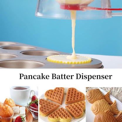 Batter Dispenser,3 In 1 Automatic Pancake Cupcake Batter Dispenser With Cake,Food Grade Dispenser For Pancake,Cupcakes, Waffles, Muffin Mix, Crepes, Cake Or Any Baked Goods