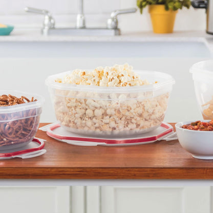 Sterilite Ultra-Seal 8.1 Qt Bowl, Large Airtight Food Storage Container, Latching Lid, Microwave and Dishwasher Safe, Clear With Red Gasket, 2-Pack