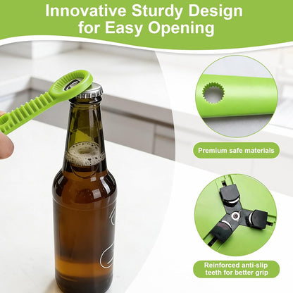 Multi-Functional 4-in-1 Jar Opener, Adjustable Stainless Steel Bottle Opener for Multi Size Jar Bottles with Ergonomic Non-Slip Handle Grip, Kitchen Helper for Seniors Weak Hands Arthritis