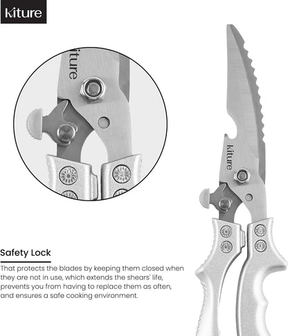 Heavy Duty Kitchen Shear with Bonus MultiPurpose and Herb Scissors 420 Stainless Steel for Chicken, Meat, Fish and Poultry Gift Set with Kitchen Shears for Food and Herbs Scissors by Kiture