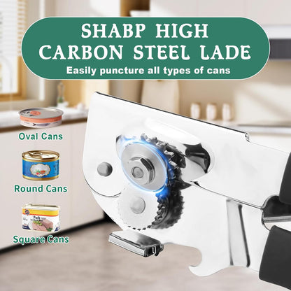Heavy-Duty Manual Can Opener with Magnetic Lid Lifter | Easy-Turn Smooth Cutting | Comfortable Grip Kitchen Tool | Rust-Resistant Stainless Steel Design