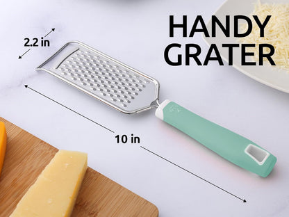 Zulay Kitchen Professional Cheese Grater Stainless Steel - Durable Rust-Proof Metal Lemon Zester Grater With Handle - Flat Handheld Grater For Cheese, Chocolate, Spices, And More - White