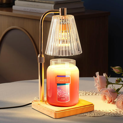 Marycele Candle Warmer Lamp with Timer & Dimmer - Mothers Day Gifts for Women Mom Her, Aesthetic Office Home Decor, Adjustable Height Wax Melter for Candle Jar & 3-Wick Candles (2 Bulbs Included)