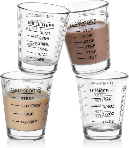 SAIAOKJ Shot Glasses Measuring Cup Set 2PACK Espresso Shot Glasses Liquid Heavy Glass 26-Incremental Measurement 1 OZ, 2 TBS, 6 TSP, 30 ML Kitchen Tools (Red)