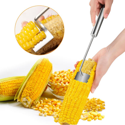 2-Pack Premium Stainless Steel Corn Cob Stripper Tool, Corn Kernel Remover & Peeler for Corn on the Cob, Handy Kitchen Gadget for Fast & Clean Corn Kernel Cutting and Stripping