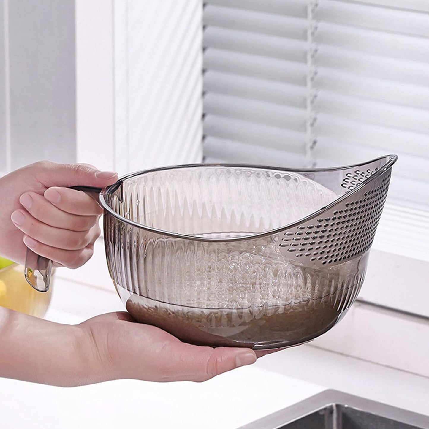 Functional Rice Washing Colander Efficient Draining Bowl Practical Sink Basket PET Suitable for Washing Rice