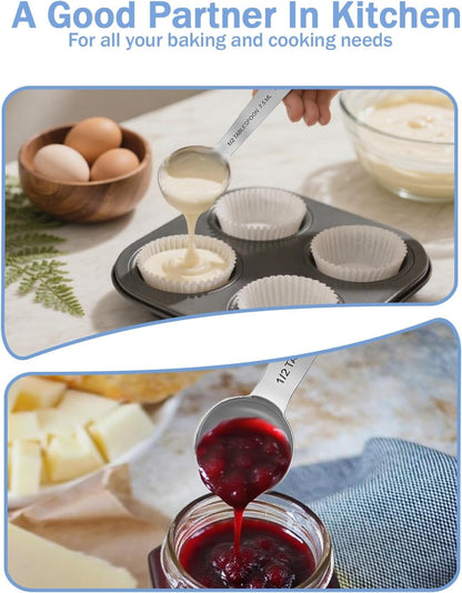 Teaspoon Measuring Spoons, 7.5mL (7.5 cc | 1/4 oz) Stainless Steel Teaspoon Scoop, Long Handle Metal Measuring Spoons for Cooking,Baking (0.25 OZ)
