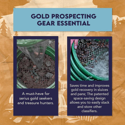 SE 13.25 Inch Wide Stackable Classifier Gold Prospecting Pan - 1/8 Inch Stainless Steel Mesh Sifting Pan, Green