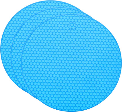 uxcell 3pcs Silicone Jar Opener Pads, 17.5cm/7" Texture Can Opener Multipurpose Round Bottle Lid Opener Non-Slip Coasters for Weak Hands Seniors Children, Orange, Blue, Gray