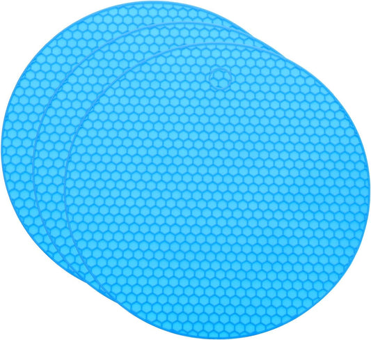 uxcell 3pcs Silicone Jar Opener Pads, 17.5cm/7" Texture Can Opener Multipurpose Round Bottle Lid Opener Non-Slip Coasters for Weak Hands Seniors Children, Orange, Blue, Gray