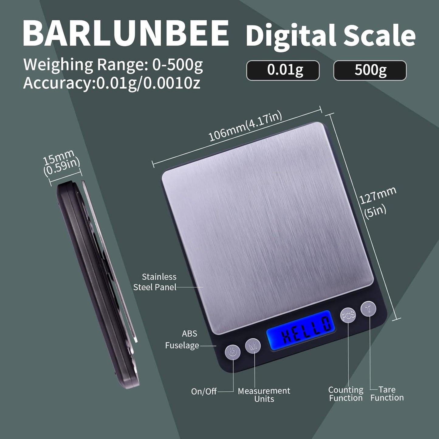 Gram Scale,Capacity 500g Accuracy 0.01g Mini Food Scales Digital Weight Grams and Oz,Small Kitchen High Precision for Espresso,Baking,Jewelry,Soap Making,Silver
