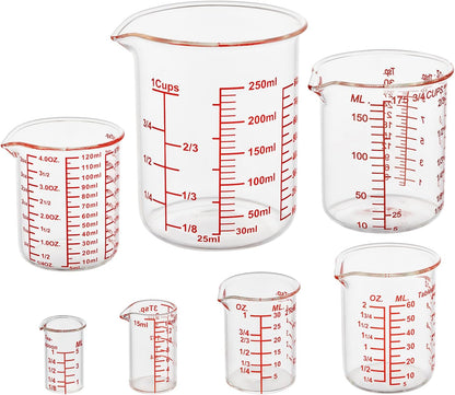High Borosilicate Glass Measuring Cup-V-Shaped Spout，Glass Measuring Beaker for Kitchen or Restaurant, Easy to Read, 60 ML (2 Oz)-Pack of 2