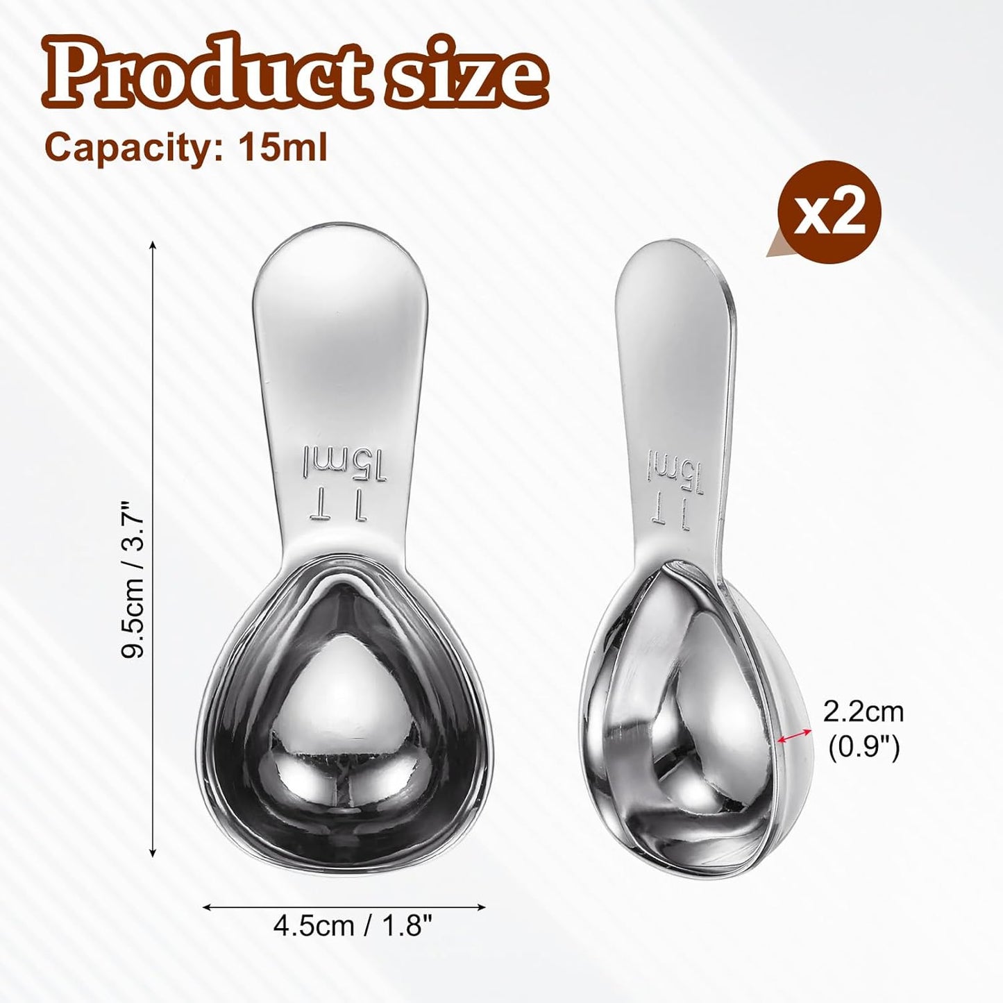 uxcell 2Pcs Stainless Steel Coffee Scoop, 15ml Short Handle Measuring Spoon for Ground Coffee Tea Sugar Kitchen Gifts, Rose gold