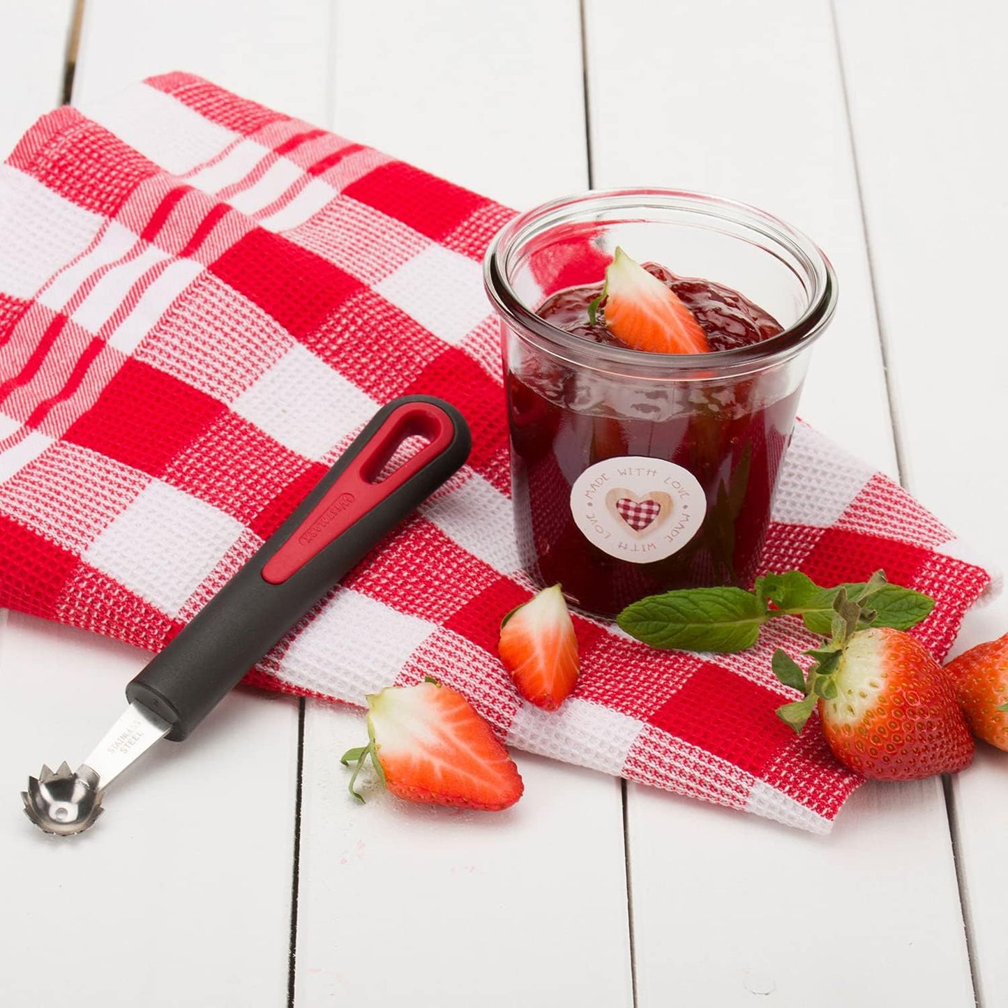 Westmark Germany Stainless Steel Tomato and Strawberry Stem Remover Corer (Red/Black)