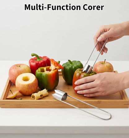 4 Pcs Bell Pepper Corer, Vegetable Corer Stainless Steel for Bell Pepper, Jalapeno, Pineapple, Pear, Apple, Tomato Kitchen Gadget