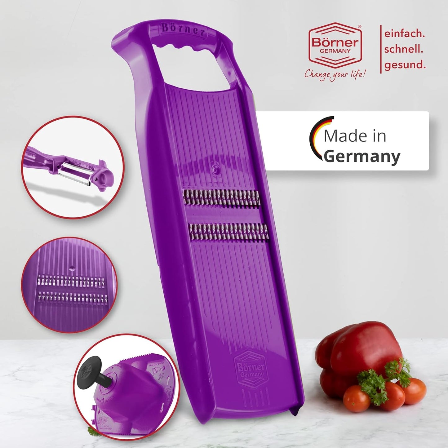 BORNER Roko PowerLine | Vegetable Grater Börner - Quality Made in Germany, Color:Orange