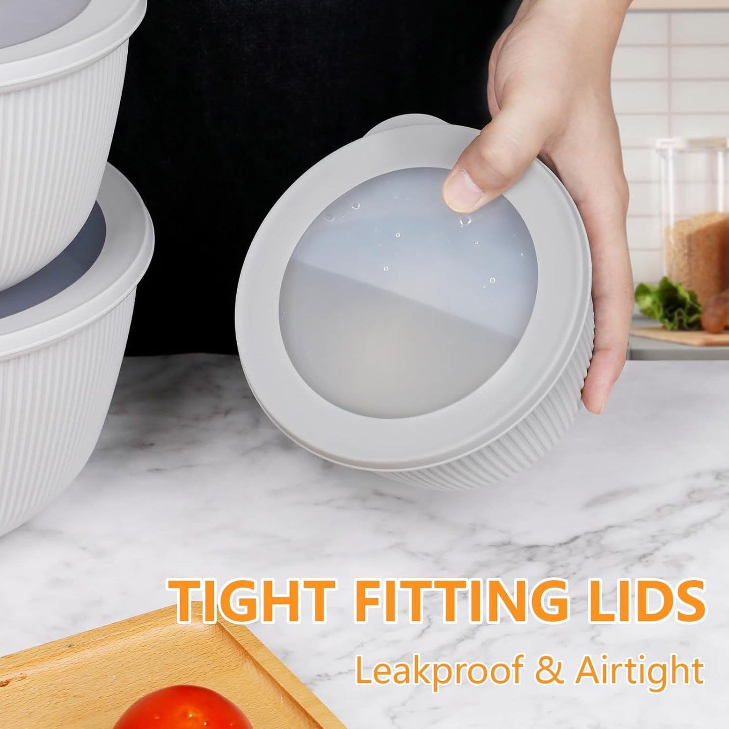 BoxedHome Mixing Bowls with Lids - 8 Piece Plastic Nesting Bowls Set includes 4 Prep Bowls and 4 Lids, Microwave and Dishwasher Safe, Green