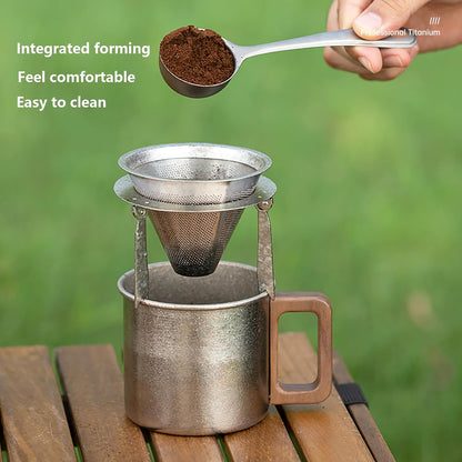 Titanium Coffee Measuring Scoop 35ml, Titanium Coffee Beans Spoon with Long Handle, Tablespoon Scooper for Ground Coffee, Loose Tea and Powder(Ice Flowers-35ml)