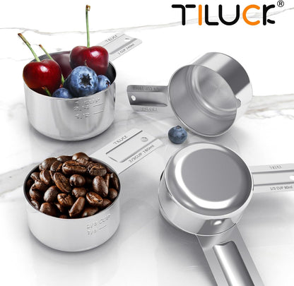 TILUCK Stainless Steel Measuring Cups & Spoons Set, Cups and Spoons,Kitchen Gadgets for Cooking & Baking (10)
