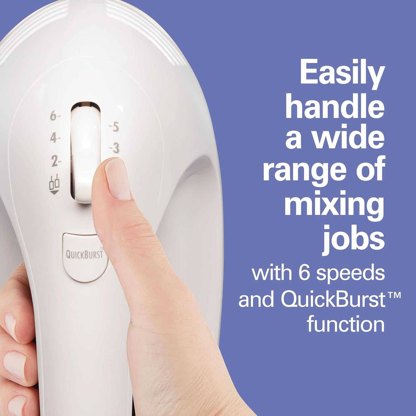 Hamilton Beach 6-Speed Electric Hand Mixer with Whisk, Dough Hooks and Easy Clean Beaters, Powerful 275 Watt Motor, Snap-On Storage Case, Black