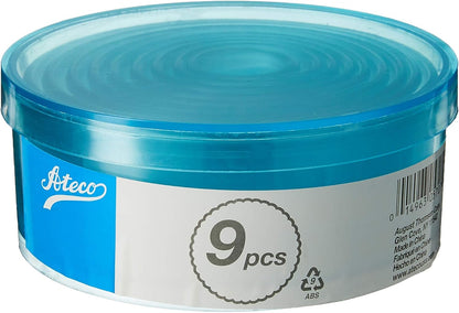Ateco Plain Edge Round Cutter Set in Graduated Sizes, Durable, Food-Safe Plastic, 9 Pc Set, Blue