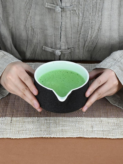Artcome 4 Pcs Complete Matcha Ceremony Kit - Japanese Bowl With Pouring Spout, Whisk, Holder, Scoop - Tea Set for Making Usucha, Koicha and Latte (Green)