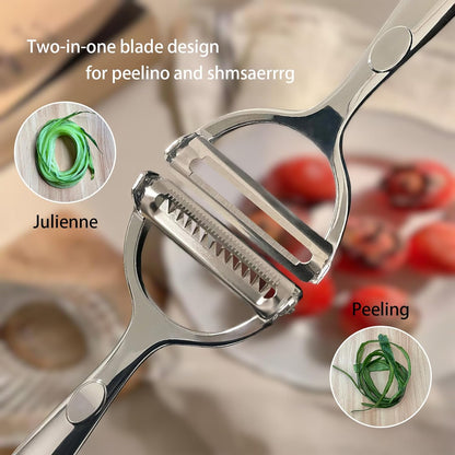 Multifunction 2-in-1 Julienne Peeler Vegetable Peeler, Potato Peelers, Peelers for Kitchen Y Peeler for Carrot Potato Melon Kiwi, Kitchen Cooking Tools (dual-purpose)