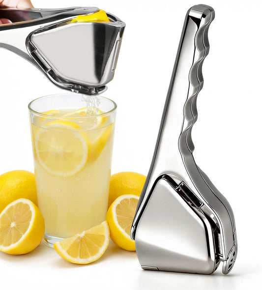 Stainless Steel Manual Lemon Squeezer, Handheld Citrus Juicer for Lemon Lime Orange, Max Juice Extraction