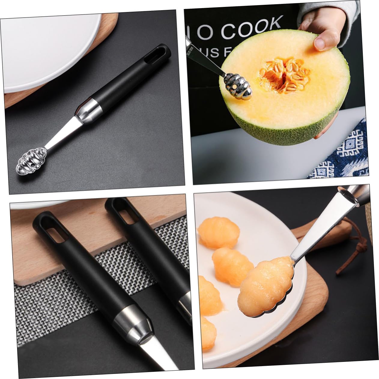 MAGICLULU 2pcs Candy Scoop Melon Baller Grip Handle for Fruit Ball Scoop Fruit Ball Spoon Melon Spoon Eating Tool