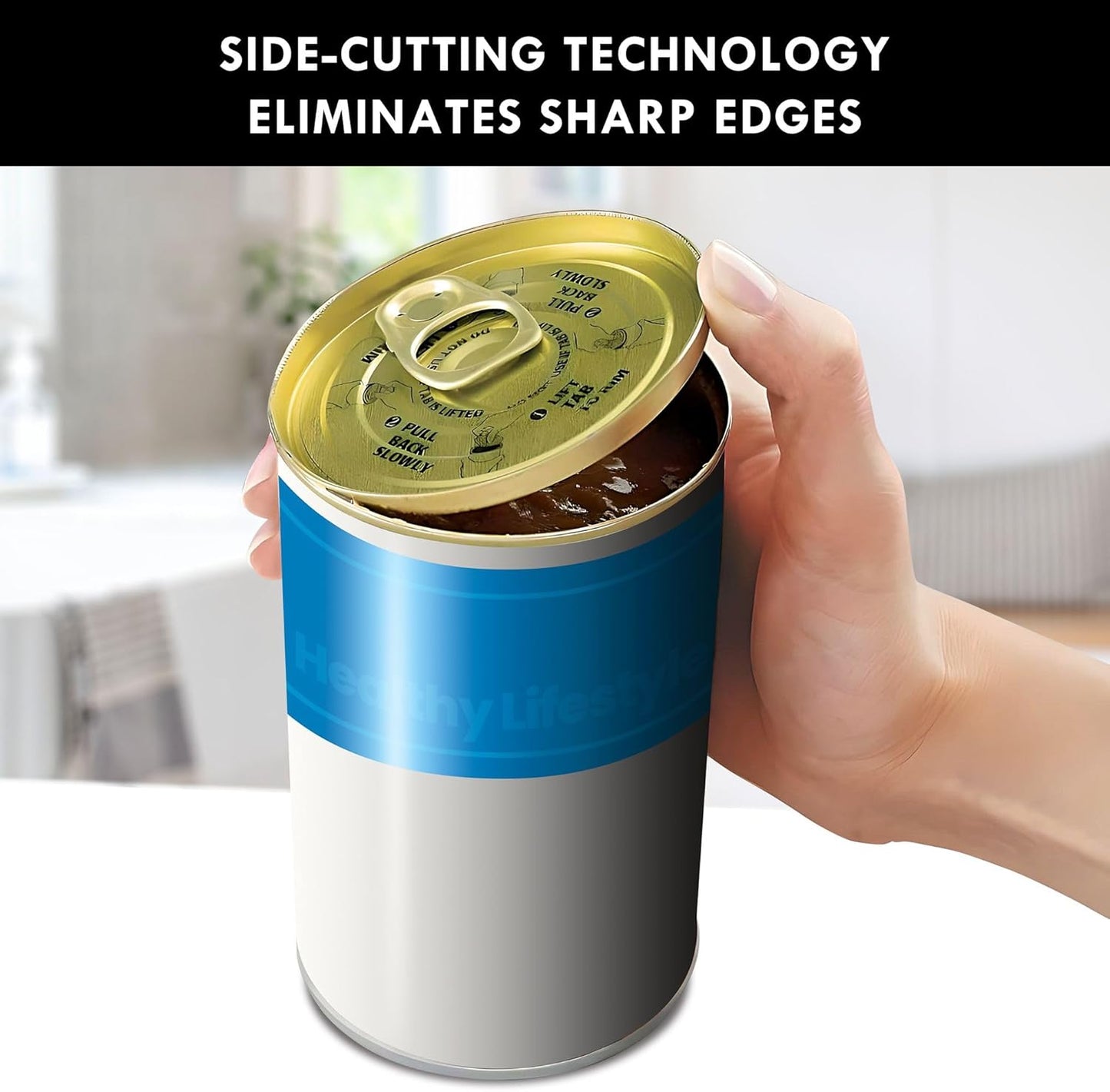 Kenmore Electric Can Opener – Smooth Edge, Automatic Side-Cut Blade, Extra-Tall Design for Regular & Pop-Top Cans, Easy One-Touch Operation, Black & Stainless Steel