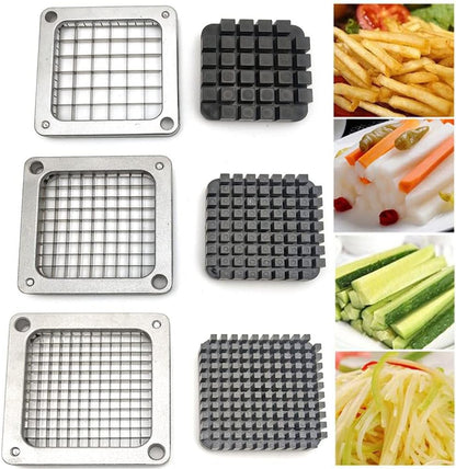 French Fry Cutter Chopper Blades Replacement, Commercial Vegetable Cutter Dicer Blade Stainless Steel Blade&Pusher Block Set for Cutting Potatoes Onions (1/4-inch, Replacement Cutter Blade)