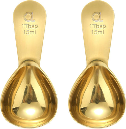 Apace Living Coffee Scoop (Set of 2) - 1 Tablespoon (Tbsp) - The Best Stainless Steel Measuring Spoons for Coffee, Tea, and More (Gold)