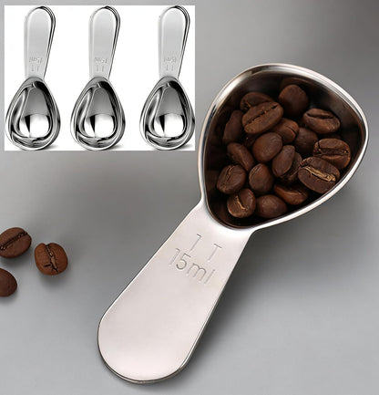4-Pack Coffee Scoop – 1 Tablespoon (15ml) Stainless Steel Measuring Spoons, Compact Short Handle for Ground Coffee, Tea, and Powder
