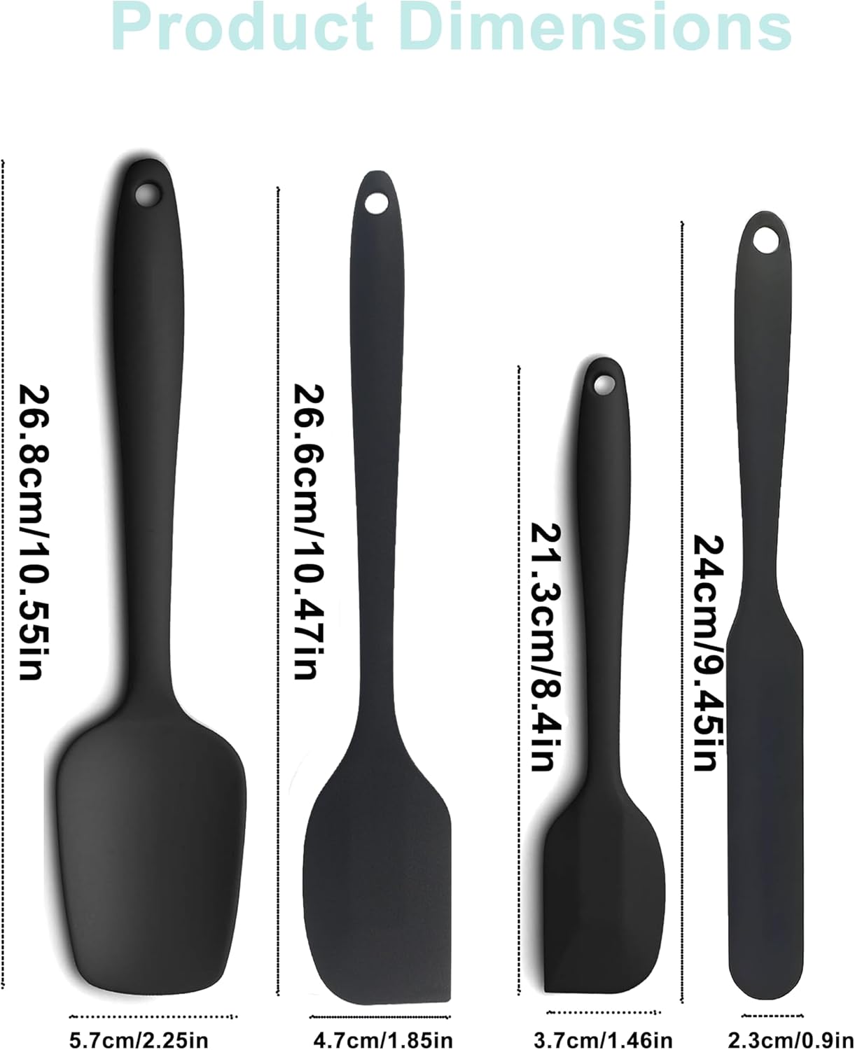 4 Pcs Silicone Spatula,Food Grade Rubber Spatula, Spatulas Silicone Heat Resistant, Used for Baking, Cooking, non Stick, Dishwasher Safe, BPA Free