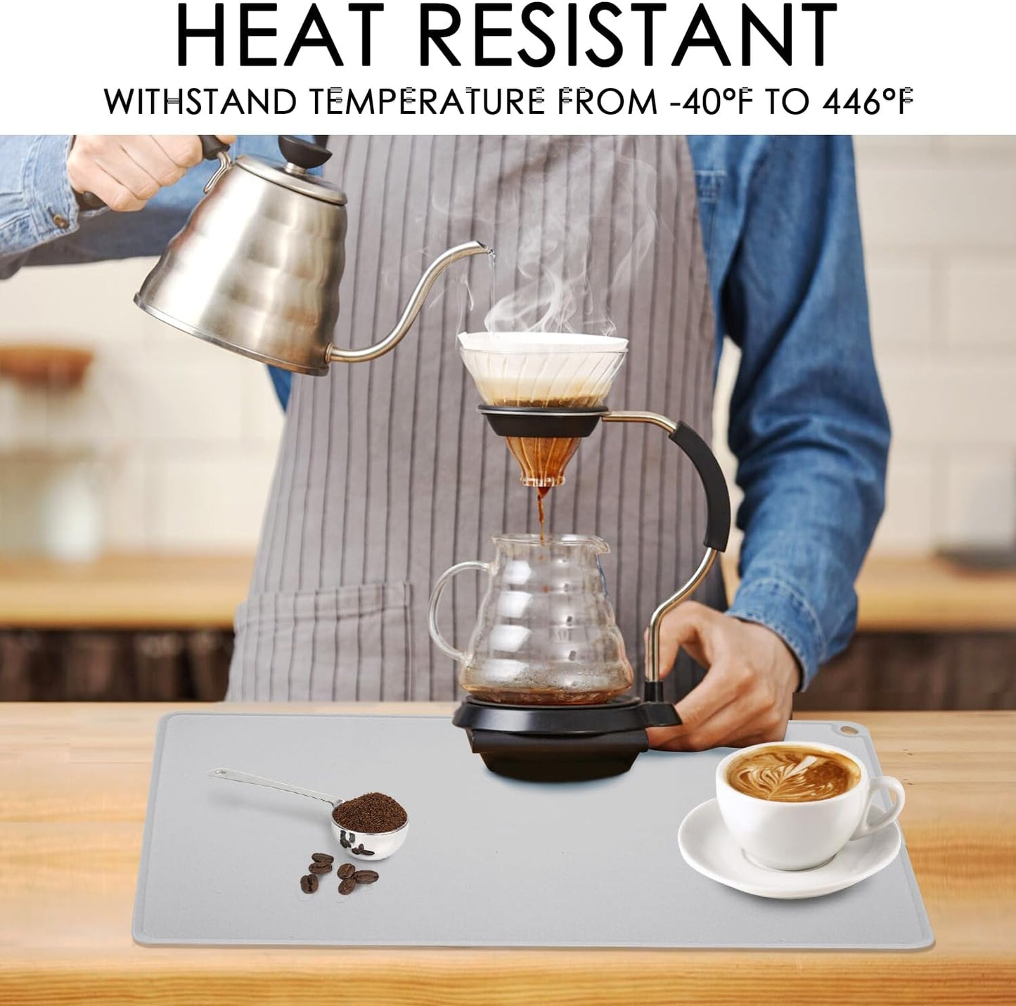Standard Silicone Mat,Black Baking Mat-Food Grade Kids Dinner Table Placemat Non Slip Counter Mat with Raised Edges Heat Resistant Mat for Air Fryer Nonstick Pastry Dough Mat(1 Pack 23.6'' x 15.7'')