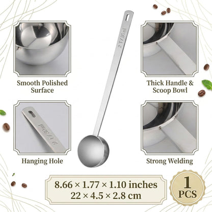 Coffee Scoop Stainless Steel Metal Coffee Measuring Scoop 2 Tbsp 30ml Scooper Spoons Long Handle Tablespoon Scooper Measuring Cup for Tea Sugar Ground CoffeeEspresso Protein
