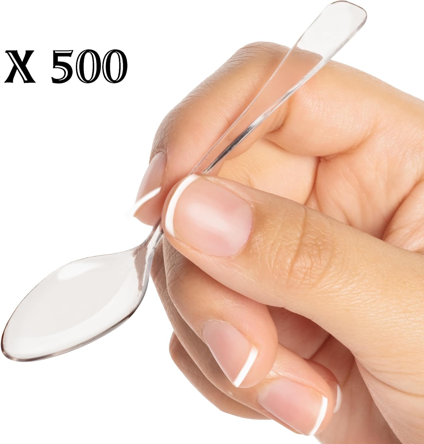 Loreso Plastic 50CT Mini Clear Dessert Spoons For Miniature Dessert Cups, Tasting Party, Sampling, Ice Cream, Small Catering Supplies - Reusable BPA Free Pack of 50