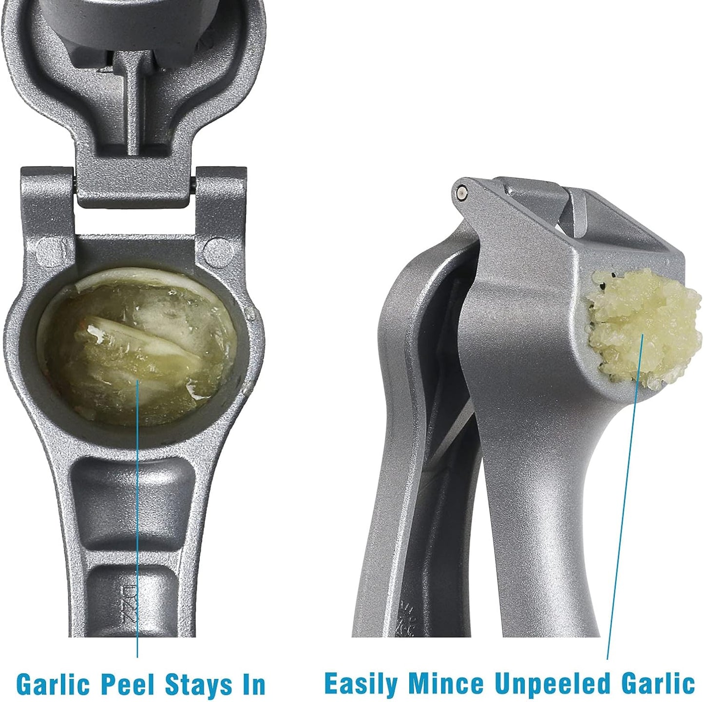 Garlic Press, Premium Garlic Mincer Set- Rust Proof, No Need To Peel, Easy-squeeze Ergonomic Handle, Professional Ginger Press, Garlic Crusher with Handy Cleaning Brush, Easy to Clean, Dishwasher Safe