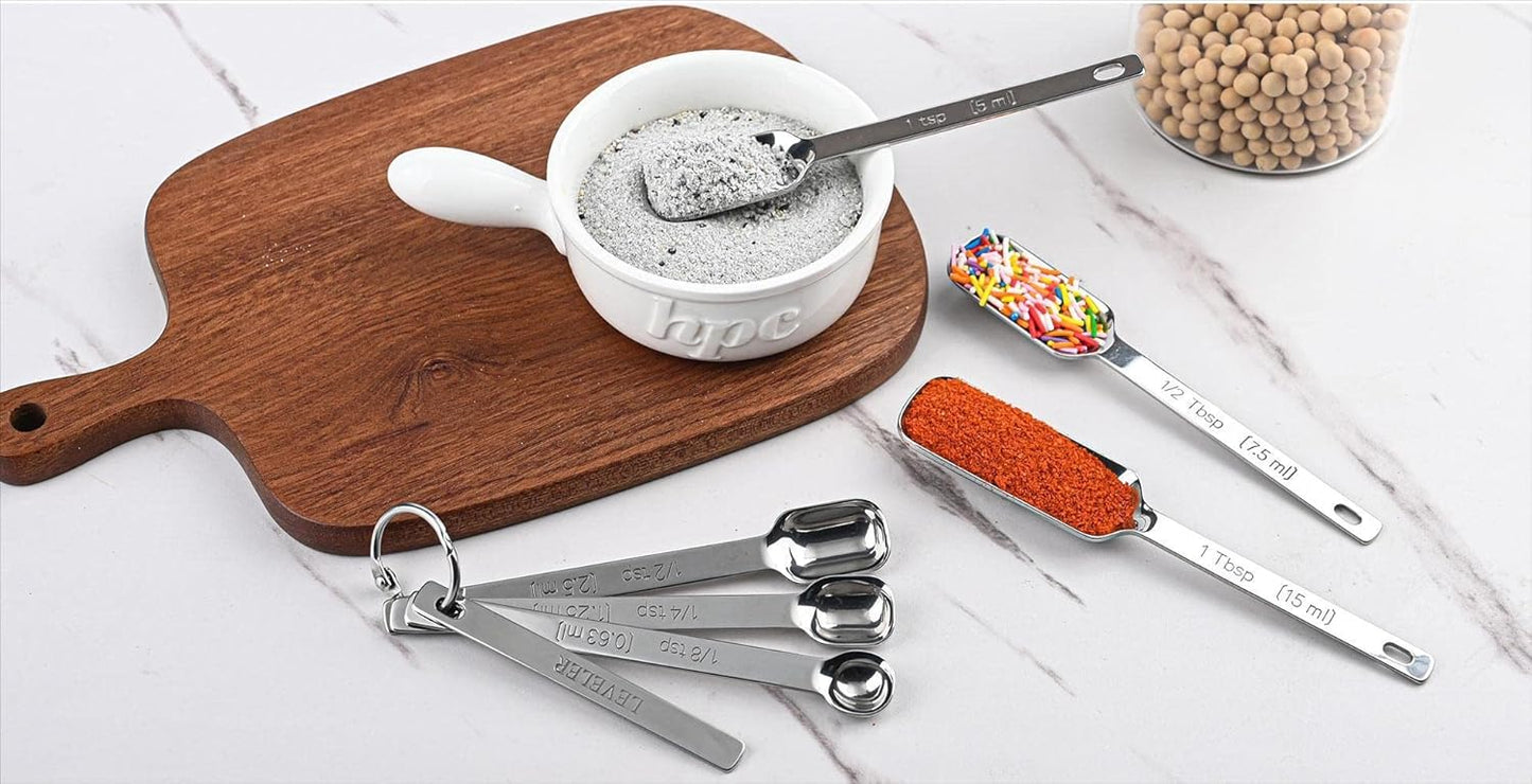 Copper Measuring Cups and Spoons Set, Stainless Steel Measuring Cups and Spoons Set 12, Metal Measuring Cups Set, 5 Measuring Cup Set and 6 Copper Measuring Spoons &Leveler for Kitchen
